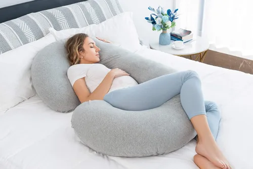 Vista 6 de INSEN - Almohada de embarazo, almohada corporal de maternidad para embarazadas, almohada de embarazo en forma de C con funda de almohada corporal