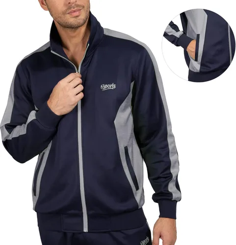 Vista 2 de Conjunto deportivo de 2 piezas con cremallera completa para hombre para correr entrenamiento atlético