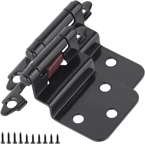 Vista 10 de Bisagras para puertas de gabinete de cocina de 3/8 pulgadas, paquete de 4 pares de bisagras de gabinete semiocultas negras, bisagras de puerta