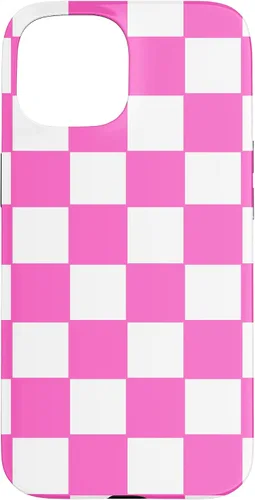 Vista 6 de Funda de tablero de ajedrez clásica a cuadros rosa y blanco para iPhone 16