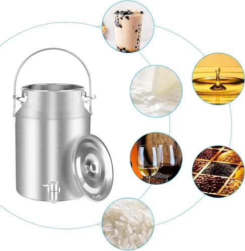 Vista 5 de Cubo de leche de acero inoxidable 304 de 10 litros, cubo de vino con espita de 2.64 galones, jarra de leche con tapa sellada, resistente para leche