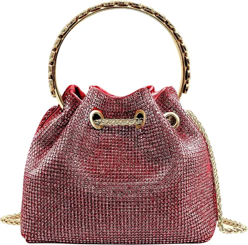 Vista 2 de Bolso de lujo con diamantes de imitación de plata para mujer, cadena de embrague brillante, bolsa de noche