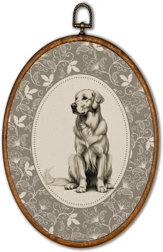 Vista 26 de KSDUT Arte de pared ovalado de perro pastor australiano floral retro de 8.6