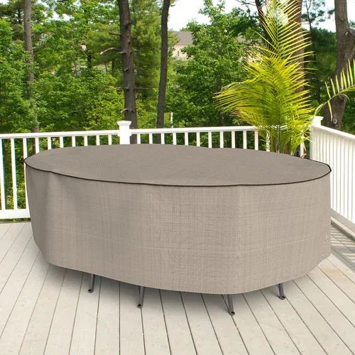 Vista 2 de EmpirePatio - Juego de mesa y sillas ovaladas de tweed marrón claro, tamaño grande