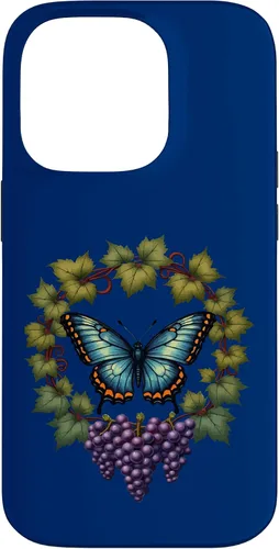 Vista 17 de Blue Winged Diana Fritillary Butterfly and Grape Vine Case for iPhone XR