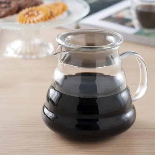 Vista 2 de Blue Brew Gama de vidrio transparente Servidor de café para verter sobre café y té, 20.3 fl oz (20 onzas) resistente al calor, jarra, cafetera
