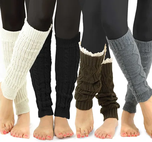 Vista 15 de TeeHee - Calentadores de pierna hasta la rodilla, extra largos hasta el muslo, puños para botas para mujer, multipares de regalo para ella 3 pares