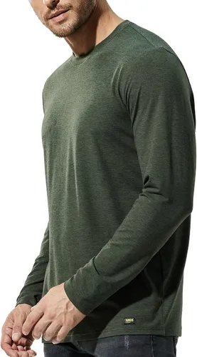 Vista 2 de MIER X-Sofort - Camisetas de manga larga para hombre, ligeras, súper suaves, atléticas, cuello redondo, para correr, descansar, entrenamiento casual
