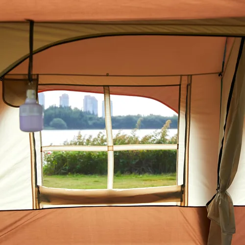 Vista 17 de KTT Extra Large Tent 6-12-14 Person,Family Cabin Tents,2 Rooms,3 Doors and 3 Windows with Mesh,Straight Wall,Waterproof,Double Layer,Big Tent for