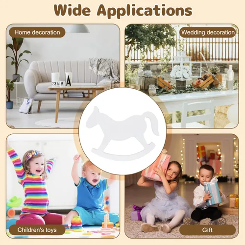 Vista 7 de ULTNICE Pequeño caballo mecedora de madera juguetes para niños - blanco
