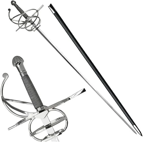 Vista 4 de Medieval Warrior Esgrima Rapier-espiral barrida espada de empuñadura viene con vaina