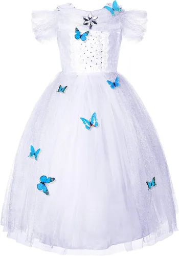 Vista 19 de JerrisApparel Vestido de niña de flores, disfraz de princesa mariposa para niña