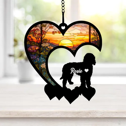 Vista 14 de NAZENTI Atrapasoles personalizado de sabueso afgano, adorno conmemorativo personalizado para la pérdida de mascotas, regalo de condolencia