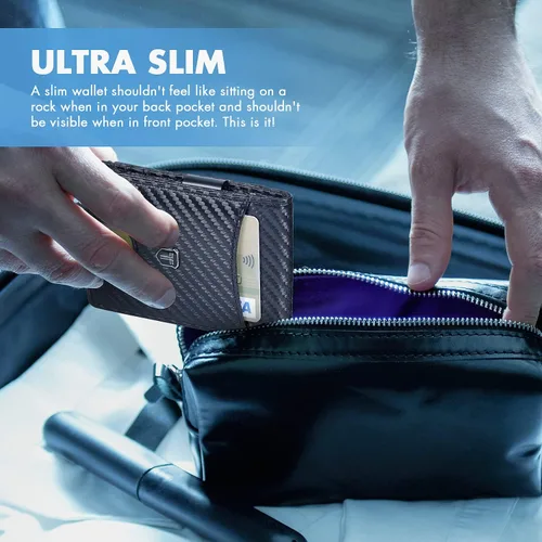 Vista 2 de Toughergun Slim Wallet for Men Wallet with Money Clip RFID Wallet with ID Window Quick Card Front Pocket
