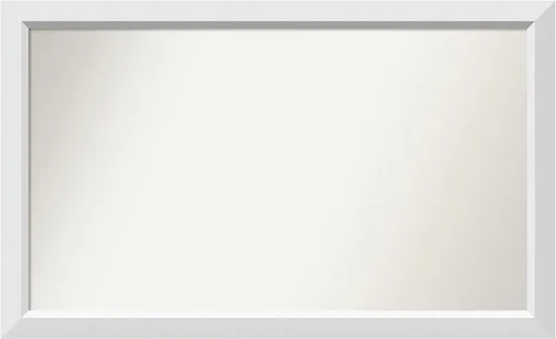 Vista 55 de Amanti Art Espejo de baño blanco para sobre el fregadero, 24 x 26 pulgadas, espejo rectangular blanco y blanco, marco de madera contemporáneo