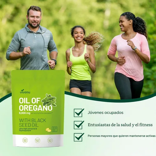 Vista 5 de VivoNu Aceite de orégano con aceite de semilla negra, aceite equilibrado de cápsulas de orégano, cápsulas blandas de aceite de orégano orgánico, sin