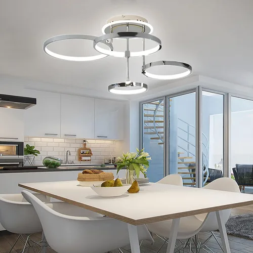Vista 2 de CANEOE Lámpara de techo LED moderna, lámpara de techo regulable con control remoto, lámpara de techo redonda cromada empotrada para sala de estar