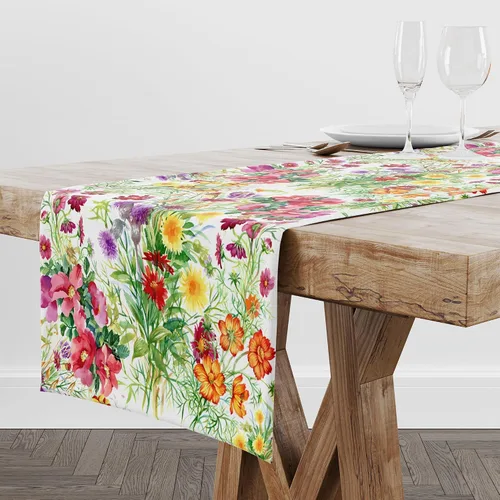 Vista 9 de Camino de mesa de flores de los años 60 y 70, retro, bohemio, hippie, para niños, niñas, fiesta, hogar, cocina, mesa, decoración, 36 x 13 pulgadas