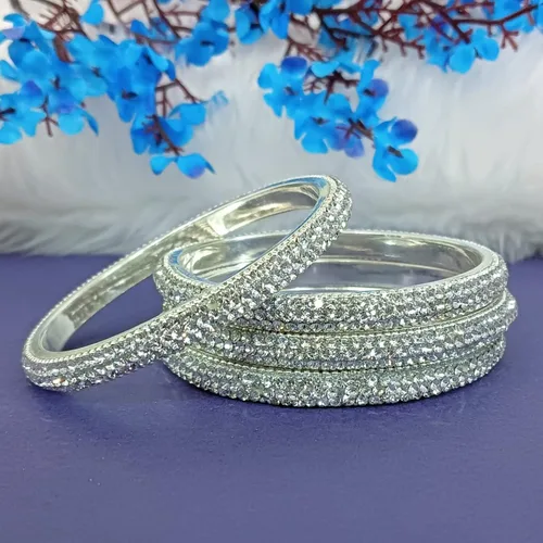 Vista 2 de Efulgenz Rhinestone Bangle Bracelet CZ Crystal Bridal Wedding Party Bracelet Indian Bangle Set Fashion Jewelry for Women (2 Pcs)