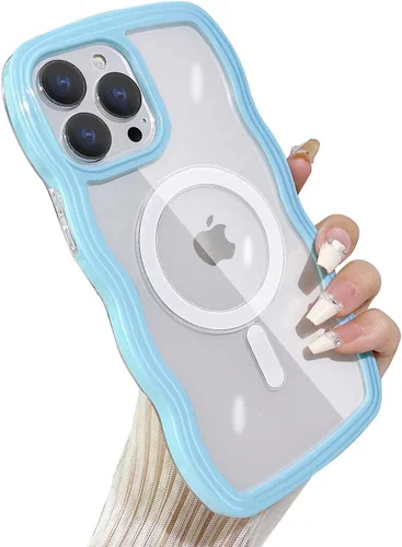 Vista 12 de Yeddabox Magsafe - Funda compatible con iPhone 13, diseño de ondas, lindo marco de colores de caramelo con ondas de agua, a prueba de golpes