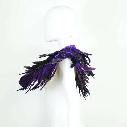 Vista 3 de Feather Shawl for Women - Crow Feathers Collar Halloween Swan Cape Maleficent Witch Costume Accessories