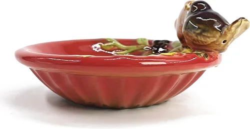 Vista 6 de ornerx Jabonera de cerámica de 5 "para ducha, bandeja de jabón vintage, tema de pájaro, bandeja