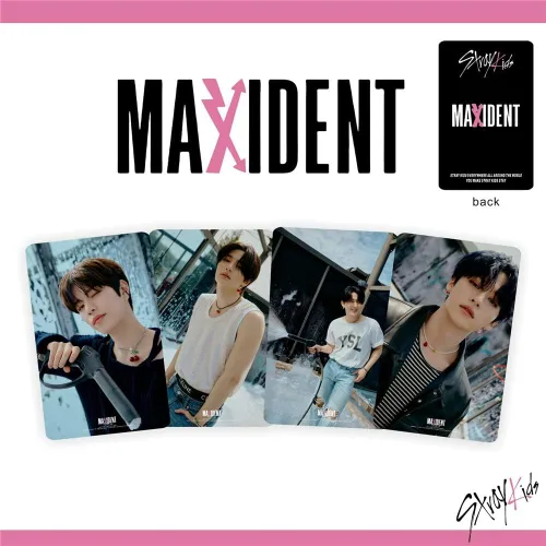 Vista 4 de Kpop Stray Kids Maxident Album Photocards + Stray Kids Ring Merch Set (D)