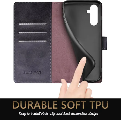 Vista 5 de SUANPOT Compatible con Samsung Galaxy A16 5G Funda tipo cartera con bloqueo RFID y soporte para tarjetas de crédito, funda protectora tipo libro