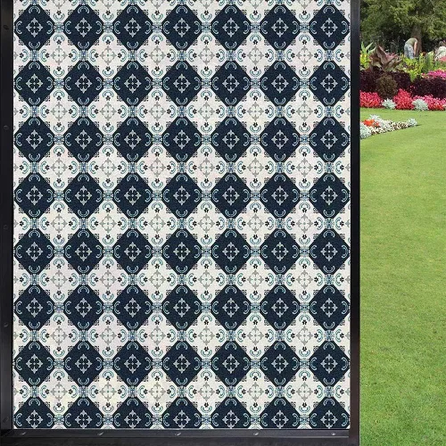 Vista 8 de Película de privacidad antigua para ventana, detalle de incrustaciones y tallas geométricas, arquitectura de la tumba del Taj Mahal, película