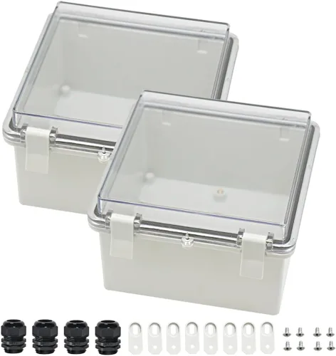 Vista 18 de Zulkit Caja de conexiones plástico ABS a prueba de polvo impermeable IP65 cajas eléctricas universales con carcasa de bisagra para exteriores