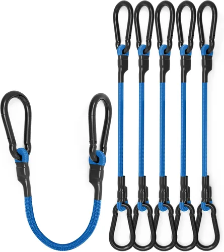 Vista 6 de Cuerdas elásticas ajustables de 18 pulgadas con ganchos, ajuste flexible de 6.5 a 18 pulgadas, correas elásticas negras con elasticidad superior