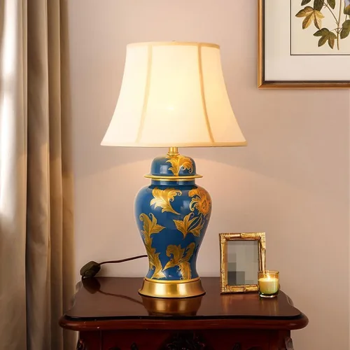 Vista 8 de Lamp for Desk Ceramic Table Lamp Bedroom Bedside Lamp Living Room Table Lamp Sofa Coffee Table Lamp Retro Hotel Decoration Desk Lamps for Home