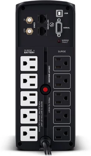 Vista 4 de Ordenador de escritorio brg1500avrlcd CyberPower, con salida ups, puertos avr, lcd, usb Negro