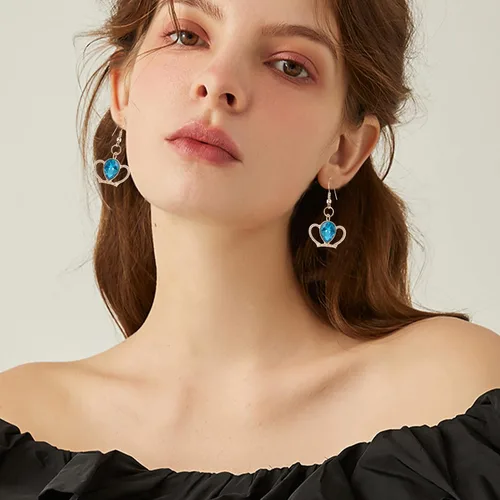Vista 8 de 6 pares de aretes colgantes de corona de diamantes de imitación de cristal, joyería de reina para mujeres, madres y niñas, juego de joyas
