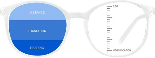 Vista 10 de Gafas presbíopicas multifocales progresivas redondas vintage, gafas de luz anti-azul., Negro