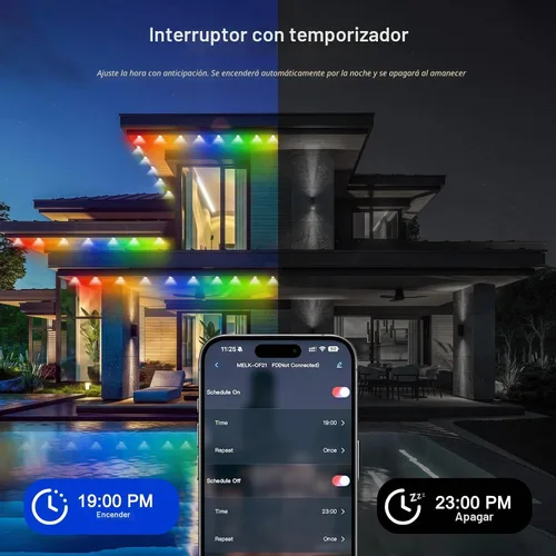 Vista 5 de Luces Permanentes para Exteriores, Luces de Cadena para Exteriores de 200 pies RGB Inteligentes con 72 Modos de Escena, Luces de Vacaciones