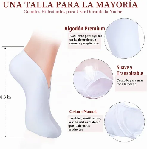 Vista 2 de Calcetines hidratantes para pies secos, 5 pares de calcetines de algodón