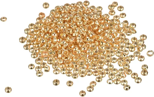 Vista 17 de uxcell 1000 cuentas redondas de engarzado, cuentas espaciadoras de extremo de crimpado de 0.079 pulgadas, pequeños tapones para hacer pulseras