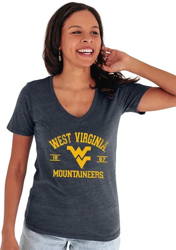Vista 31 de Blue 84 NCAA Camiseta de mujer de tres combinaciones con mascota
