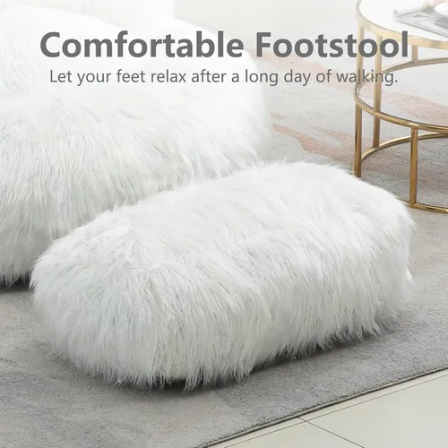 Vista 8 de Puf con reposapiés, puf de felpa con relleno incluido, suave puf para juegos, sofá gigante perezoso con otomana para adultos y niños, sala de estar