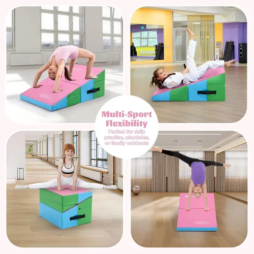 Vista 6 de Colchoneta de gimnasia con cuña inclinada para niños, para interiores y exteriores, equipo de entrenamiento y ejercicio, gimnasio en casa, yoga