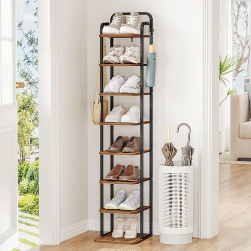 Vista 14 de Hzuaneri - Zapatero vertical, estantes para zapatos, organizador de madera para el armario, entrada, torre de zapatos para espacios pequeños, de pie