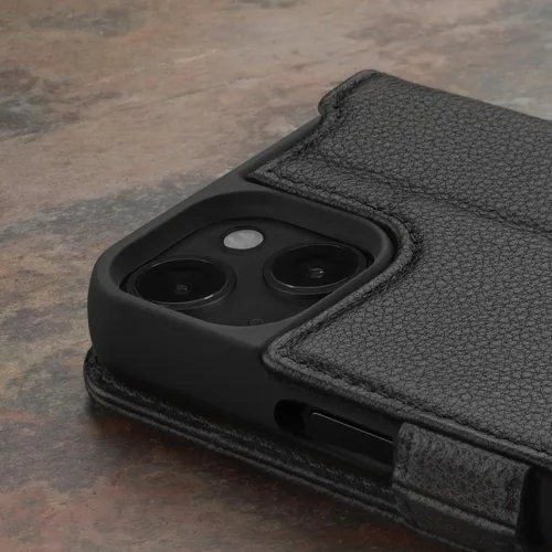 Vista 5 de TORRO Funda de cuero premium compatible con iPhone 15 de 6.1 pulgadas, funda de piel auténtica tipo cartera con función atril y ranuras