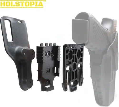 Vista 2 de Kit de sistema de bloqueo rápido, accesorio de plataforma QLS de Holstopia con bloqueo que incluye horquilla y placa receptora de servicio