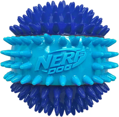 Vista 2 de Nerf Dog 9.4 cm TPR Pelota de chirrido con picos de 3 partes para perros - Azul oscuro/Azul claro
