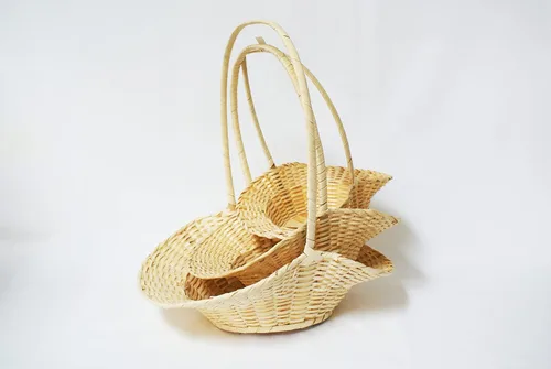 Vista 6 de CalCastle Craft Cestas de bambú con asa, cestas de regalo, cestas tejidas para pan, cestas para servir alimentos, material de bambú natural