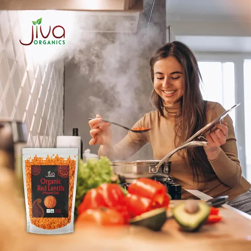 Vista 6 de Jiva Organics Masoor Dal - Bolsa grande de lentejas rojas orgánicas divididas de 4 libras, sin OMG, veganas, no irradiadas