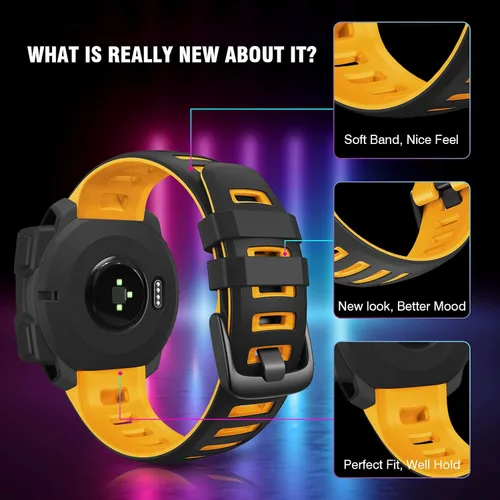 Vista 3 de ANCOOL Correa de silicona suave compatible con Garmin Instinct 2, repuesto para Garmin Instinct Tide/Esports/Solar/Tactical Smartwatches Negro/Gris
