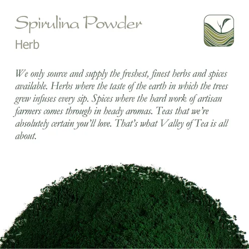 Vista 6 de Valley of Tea Algas en polvo de espirulina - polvo de espirulina espirulina espirulina Spirulina Spirule Spirulena Spinella polvo Spirulina