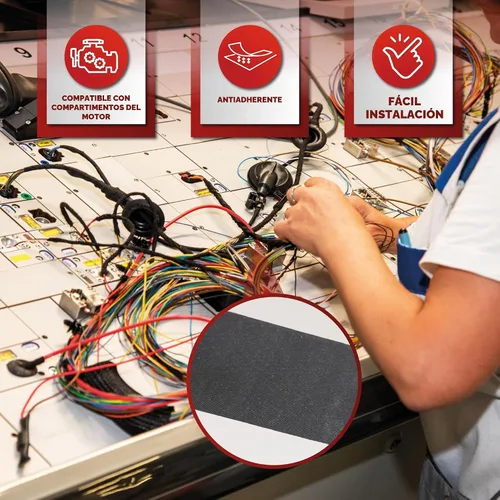 Vista 3 de XFasten Cinta de arnés de cables, 1.3 pulgadas x 50 pies, arnés de cableado de alta temperatura, cinta eléctrica de tela de fieltro autoadhesiva
